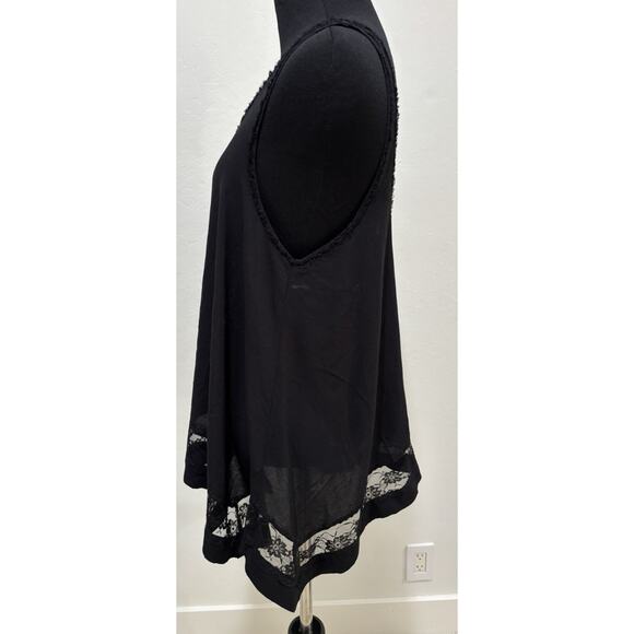 FREE PEOPLE Intimately Black Hi-Low Lace trim Cami Tank Top Size Small - Picture 4 of 6